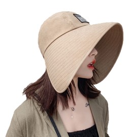 Wide Brim Sun Hat for Women Girls Ponytail Baseball Cap UV Protection Sun Visor Hat Large Long Brimmed Summer Beach Hat with Elastic Band Fashion Cloche Hat Fishing Cap for Travel Holiday Beach