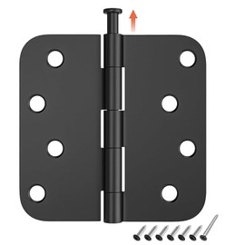 HOSOM 6 Pack Rounded Door Hinges 4 Inch 5/8'' Radius Corner, Matte Black Exterior & Interior Door Hinge for Entryway, Patio, Playhouse & More