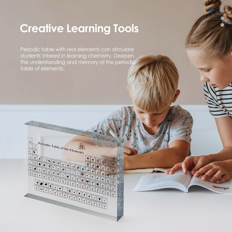 Periodic Table with Real Elements Inside, Acrylic Periodic Table Display