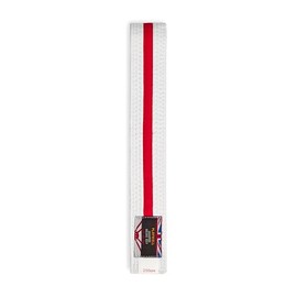 Playwell Martial Arts Cotton Striped Coloured Grading Belt - White Belt With Red Stripe (280cm)