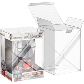 10PCS Protector para Pop, Protector Duro Premium de 4" de 0,35 mm Extra Flexible con Fondo con Bloqueo Automático y Película Protectora. 100% PET Transparente, Sin Ácidos y Resistente a Impactos.
