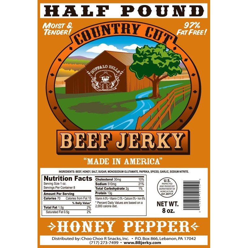 Buffalo Bills 8oz Honey Pepper Country Cut Beef Jerky Pack