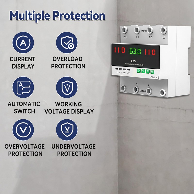 63A 110V Automatic Transfer Switch 50/60Hz Dual Power L1 Priority