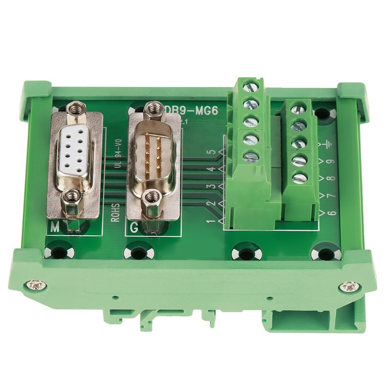 DB9-MG6 DIN Rail Mount Interface Module Male / Female Connector