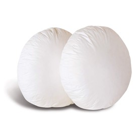Plankroad Home Décor 15Dx3 Hypoallergenic Luxury 100% Small Feather Round Pillow Insert, 100% Cambric Cotton Shell, Never Vacuum-Packed, Odorless, Made in USA, Set of 2