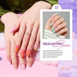 beetles Gel Polish Set All Seasons Gel Nail Polish Kit Neon Black White Red Blue Nude Green Purple Orange 32 Colors with Base Coat Glossy Matte and Glitter Top Coat Gifts for Women Fingertips Canvas