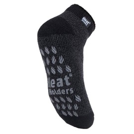 HEAT HOLDERS - Men's 2.3 TOG Winter Warm Chic Ankle Socks Thick Socks Non-Slip Thermal Socks with Grip, Lc Black Charcoal
