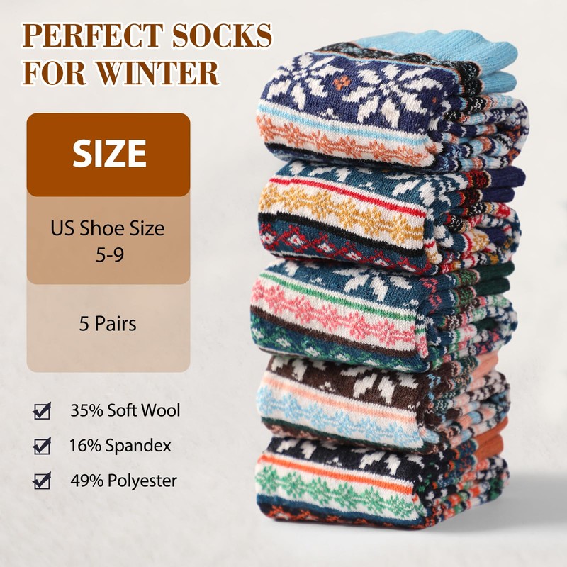 Pleneal Wool Socks for Women- Winter Warm Womens Wool Socks