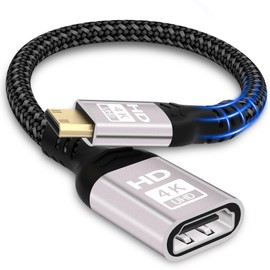 woednx Mini HDMI to HDMI Adapter, 4K @ 60Hz, 1080P, UHD, 3D, HDR, ARC, Compatible with Nikon D7100, Canon EOS RP/R, Raspberry Pi Zero/Zero W and Much More