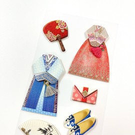 Generic Korean Traditional Culture 3D Stickers (18pcs) : Noble's Clothing & Wrapping Cloth - Korean Culture, Textured Detailing, Decorating, Collection, RM-S-24-02