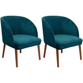 Shiningirl 2 Pack Soft Velvet Armchair Wingback Round Curved Back Chair Cover Modern Wide Seat Mid Century Back Accent Chair Slipcover for Living Kitchen Room