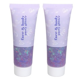 2Pcs Face and Body Glitter Gel Holographic Body Glitter Gel Sequin Glitter Gel for Body Face Hair and Lip 50ml Brilliant Purple
