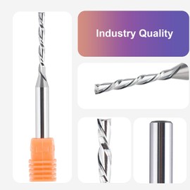 SpeTool 1/4 Inch Shank Down Cut Spiral Router Bit, 1 Inch Cutting Length, Solid Carbide End Mill, Extra Long 3 Inch Total Length for Wood Carving