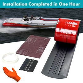 TONGMO Keel Guard: Self-Adhesive Shield Keel Guard for Protecting Fiberglass and Specific Aluminum Boats from Rocks, Oyster Beds, and Scratches 5 Inche Wide (Black, 8FT for Boat Up to 22FT)