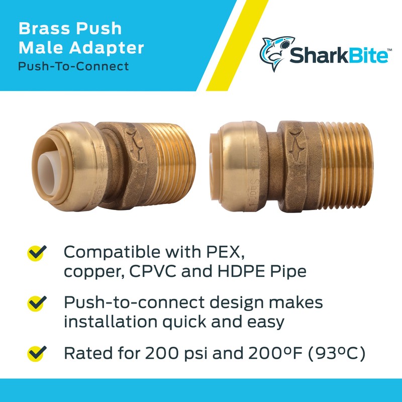 SharkBite 3/4 x 1 Inch MNPT Adapter, Push to Connect