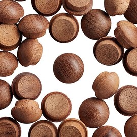 WidgetCo 7/16" Mahogany Button Top Wood Plugs, Woodworking Plugs, Can Be Sanded, Stained, or Painted (Qty 25)