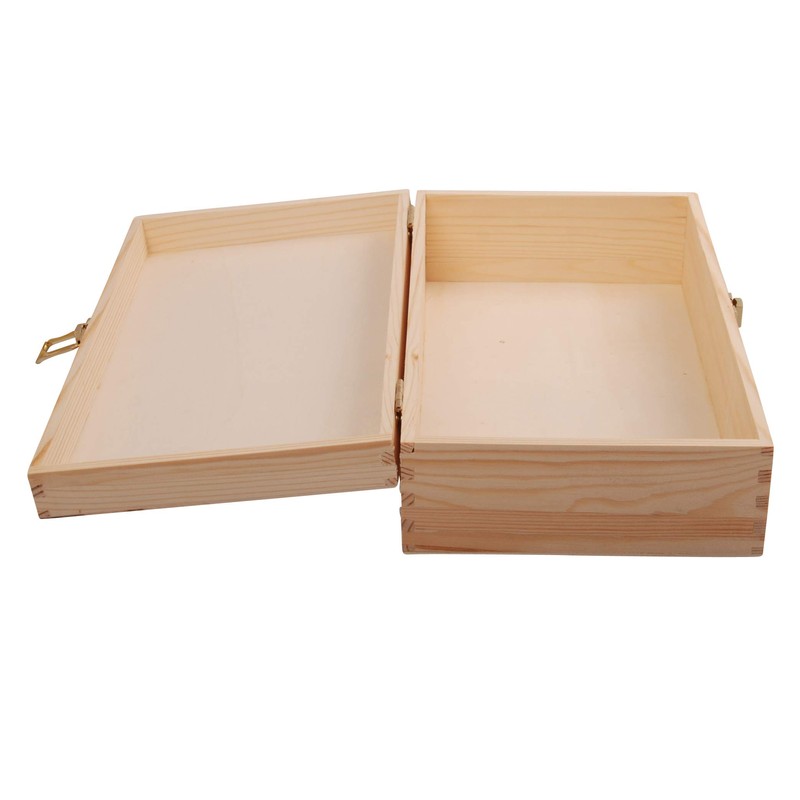MYBOXES Natural Wooden Box with Buckle, 19.5 x 10 x