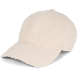 styleBREAKER Unisex Baseball Cap Destroyed Look with Rips, 6 Panel Cap Solid Color, Adjustable Buckle Basecap 04023092, Colour:Beige
