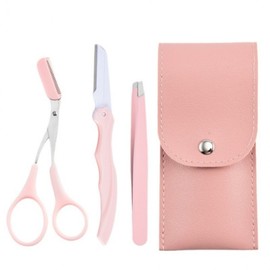 3-Piece Eyebrow Grooming Kit (Tweezers, Scissors, Razor) Set 2ea