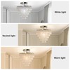 FRIXCHUR 11.8" Crystal Chandelier Chrome Flush Mount Ceiling Light 5