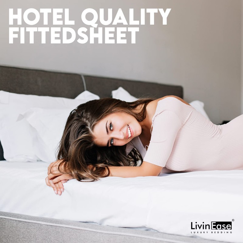 LivinEase Poly Cotton Double Fitted Sheet -26cm/10inch Deep Fitted Sheets
