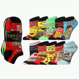 Tipi Toe Women's 10 Pairs Whimsical Happy Meal Mix Pattern & Mix Colors For Vibrant Style Low Cut/No Show Socks, NS250-10-T1