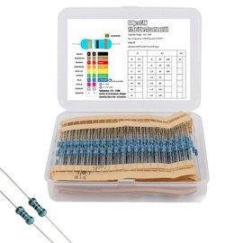 Solxion Resistor Set, Metal Film Resistors, Electronic Structure, Basic Components, 1/4 W, 10 Ohm - 1 MΩ, For Electronics, Power Rating, High Precision Resistors, Set of 600, 30 Types, 20 Each, Storage Case Included