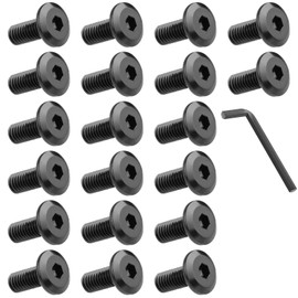 HOTUT 20 Pcs M8 Bolts Set, Black Hexagon Socket Head Cap Screws with Wrench, Stainless Steel Round Head Hex Socket Head Cap Machine Screws, Thread Fastener Hex Bolts, Pan Head Furniture Bike Bolts Set