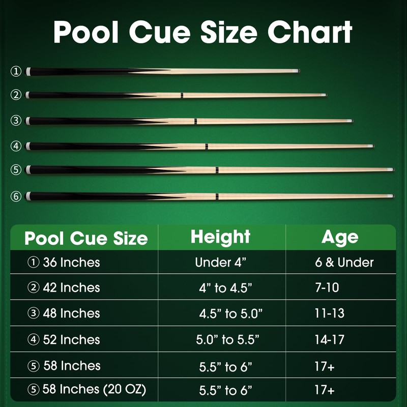 JAGTOP Pool Cue Sticks 52" Set of 2 Billiard Cue