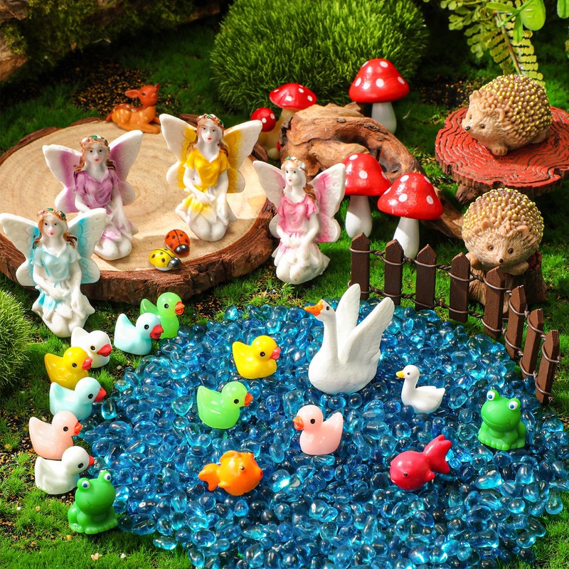 HyDren 100 Pcs Fairy House Garden Figurines Kit 8'' Solar