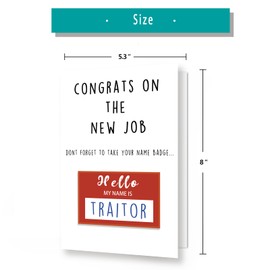 Funny New Job Congrats Card for Coworker or Colleagues or Boss, Naughty Coworker Leaving Cards Gifts for Women Men, Humor Traitor Badge Farewell Card for Work Friend