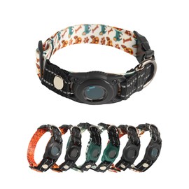 MaBedi Air tag Dog Collar, IP68 Waterproof Air tag Dog Collar Holder, Reflective, Durable & Adjustable pet Collar with Metal Ring for Comfort,Suitable for Small, Medium and Large Dogs (L, Bone)