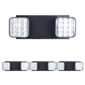 TANLUX LED Emergency Lights with Battery Backup, Two Head Adjustable Commercial Emergency Lights, UL Listed, AC 120/277V, Hardwired Emergency Exit Light Fixtures for Business - 4 Pack(Black)