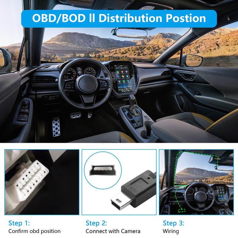 CERRXIAN 11.5 Feet Mini OBD Power Cable OBD to Mini