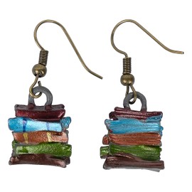 LATRAT Stack Books Earrings for Women, Stacking Books Earrings for Women Girls Stylish Retro Jewellery Gift Lightweight, Plastic