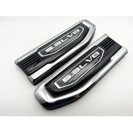 Pair New 5.3L V8 Vent Decal Emblems Kit 3D Driver Passenger Side Badge Compatible with 2019-2024 GMC Sierra GM 85160715 86532094 (Chrome)