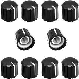 10Pcs 6mm D Type Potentiometer Control Knobs, Plastic Volume Audio Mixer Bass Tone Rotary Knob,for Encoder Electric Guitar Speaker Board DJ Controller Console Control Knob Replacement,Black 15x13.5mm