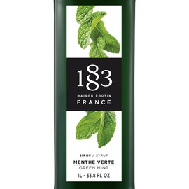1883 Green Mint Syrup for Drinks, Made in France, 1 Liter Plastic Bottle
