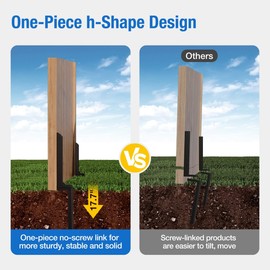WINSOON Thickened Steel Fence Post Repair Kit 2Pack, One-Piece No Splicing Heavy Duty Anchor Fence Post Repair Stakes for Broken Tilted Wooden Posts, Ground Spike Repaired for Tilted Vinyl Fences