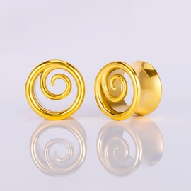 Vankula Ear Tunnel 1 Pair Double Flared Flesh Plugs Spiral Stainless Steel for Men Women Ear Piercing Stretched Jewellery 8 mm to 16 mm, Metal