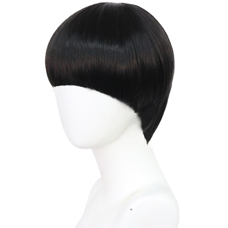 BESTBEL Black Bowl Cut Wigs for Men Short Black Mushroom