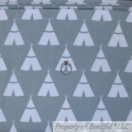 Signature BonEful FABRIC FQ Cotton Quilt Gray White Teepee Tent Indian Stripe Aztec Boy US