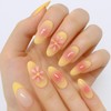 GWAWG Press On Nails 3D Blumen Tropischer Inselstil French Tip