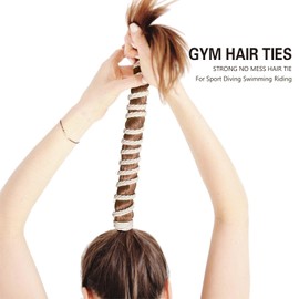 1 Pack 25" Brown Elastic Hair Bands for Women's Hair, Girls Ponytail Holders for Thick Long Curly Hair Strong Braided Hair Ties No Snag Pony Tails Wrap for Swimming Sports Riding Workout