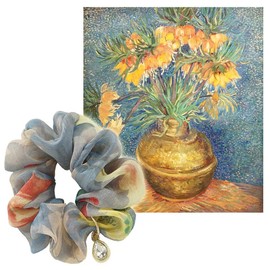 DILBABA Elegante Coletero De Gasa Floral Para Mujer: Accesorio Suave Y Elegante Para El Cabello (3 Colores: Azul, Verde Y Tinta)