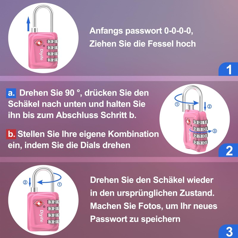 Diyife TSA Luggage Locks, [Updated] Pack of 2 4-Digit Combination