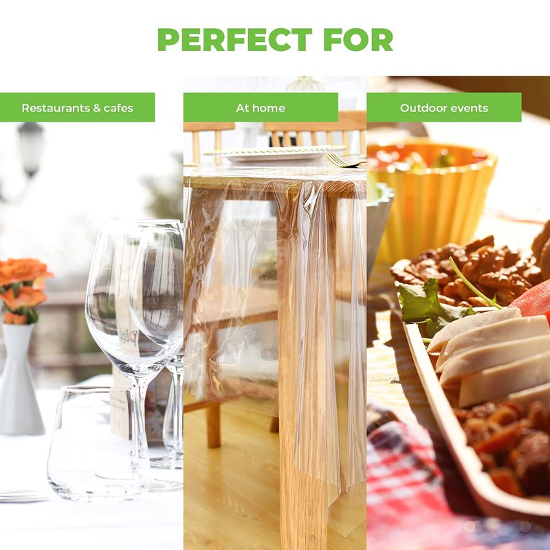 [2PCE] Home Master Damask Luxurious Clear Tablecloth Protector Rectangle Elegant