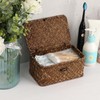 GUSHBIN Handwoven Seagrass Basket Wicker Shelf Basket with Lid Rectangular