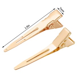 50 Pcs Alligator Curl Clips, Bantoye 1.8 Inch Single Prong Clips Hair Accessories for Hair Styling, Hair Coloring, Gold
