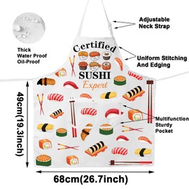 MYSOMY Sushi Chef Apron Sushi Gifts For Sushi Lovers Sushi Anime Apron Sushi Themed Gifts Sushi Apron For Women Men (Sushi Expert white apron)